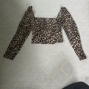Reformation Leopard Print Off-Shoulder Top